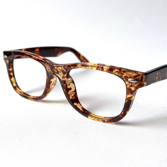 Vintage +3.25 WIDE FIT Reading Glasses Tortoise Handsome Rectangular Horn Rimmed - Picture 3 of 13